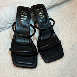 Zara Elegant Black Heeled Sandals